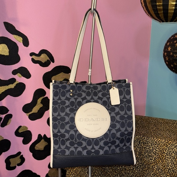 Coach denim Navy and Cream Tote Bag - Picture 1 of 8
